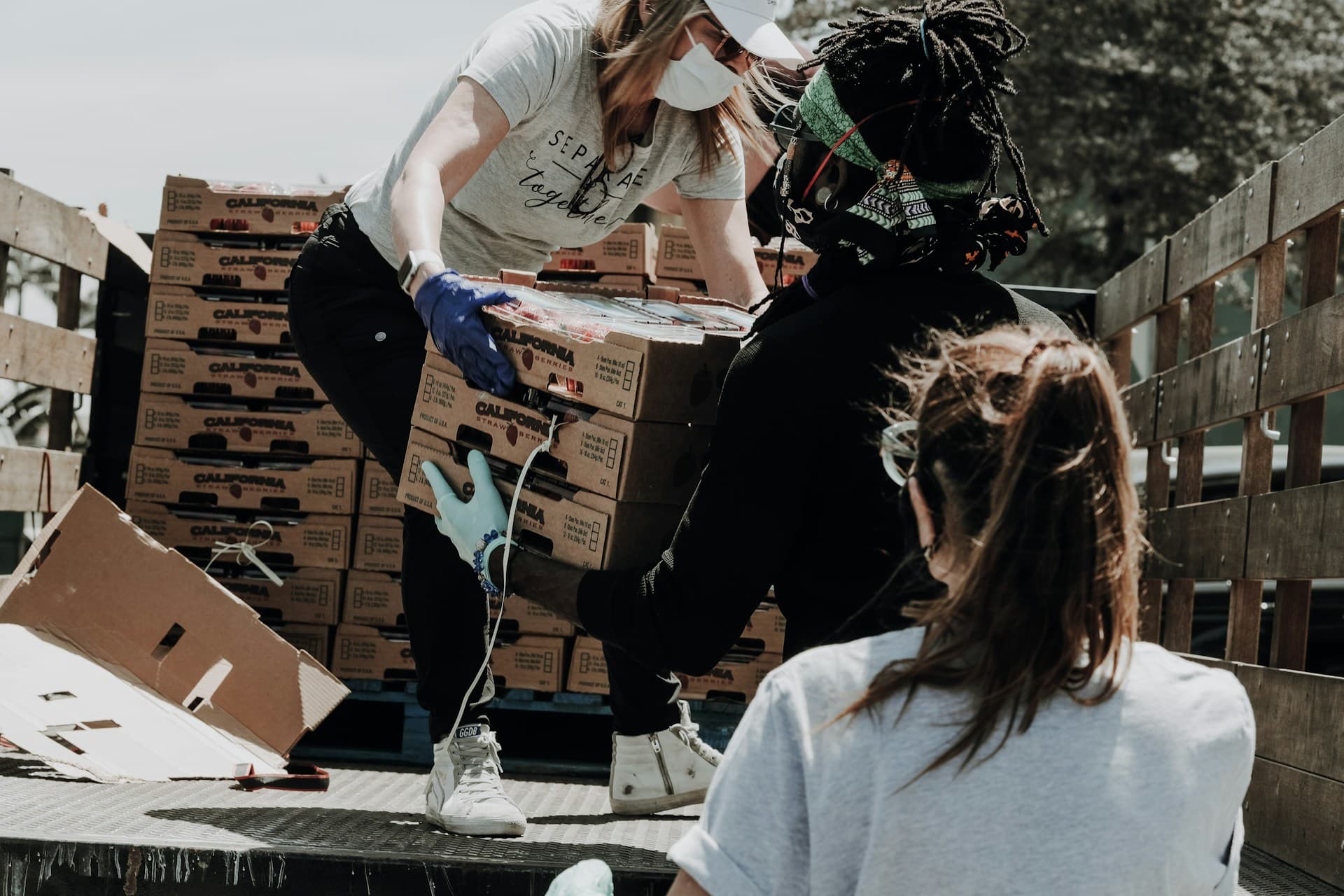 Community members sharing food